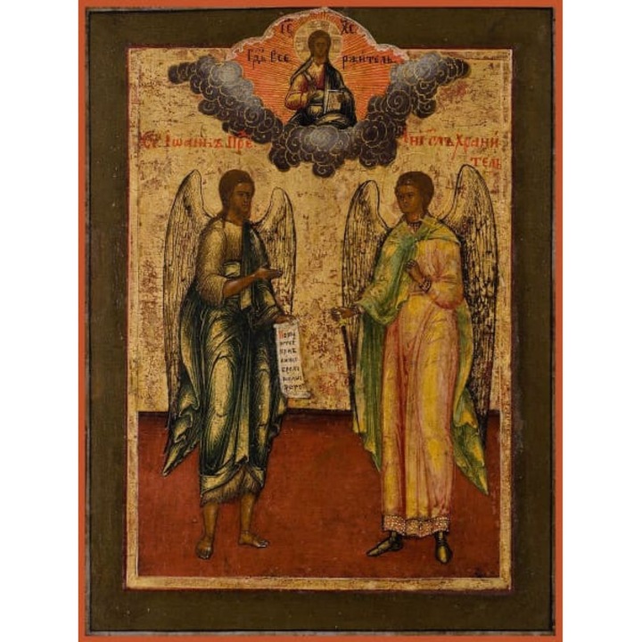 Icoana Sticker cu Sf. Ioan, Inaintasul Si Ingerul Pazitor, autoadeziv, Cri-Flo, Marime 6 cm