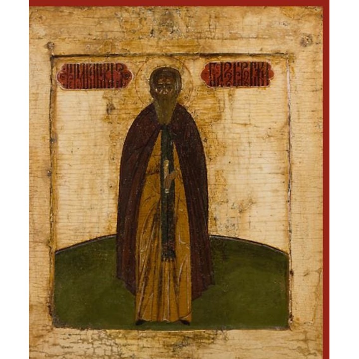 Icoana Sticker cu Sf. Kyrill Din Lacul Alb 2, autoadeziv, Cri-Flo, Marime 6 cm