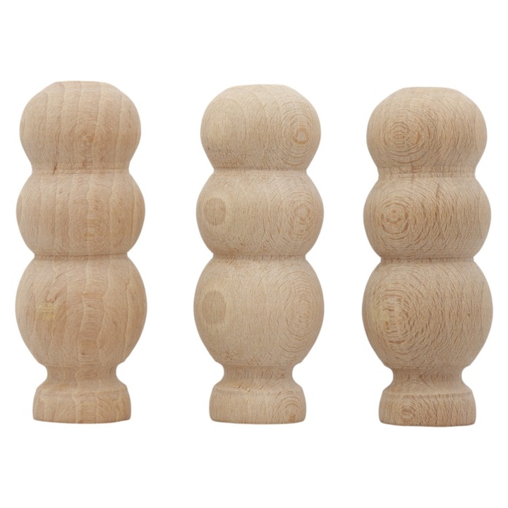 Set 3 blocuri din lemn, peewit, forme de copaci, 10x4cm, crem