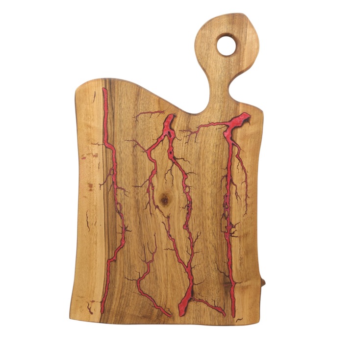 Кухненска дъска за рязане, peewit, Lichtenberg, орехово дърво с червена смола, 50x30 см