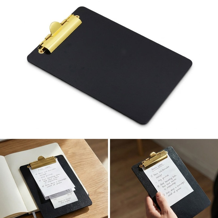 Clipboard A5 peewit, negru, cu clip auriu, 23x16cm