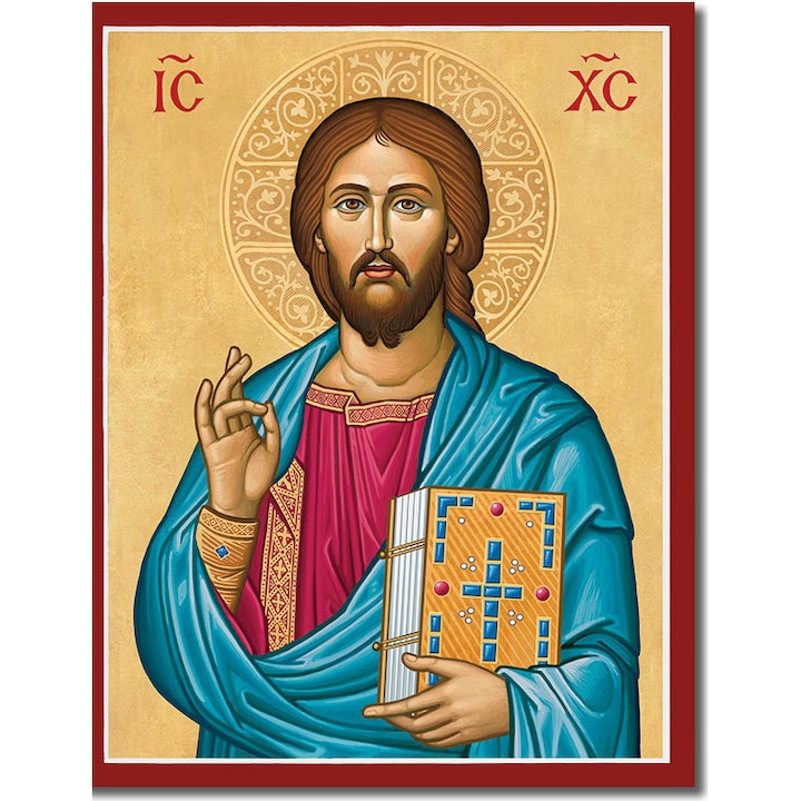 Icoana Sticker cu Hristos Bizantina, autoadeziv, Cri-Flo, Marime 6 cm