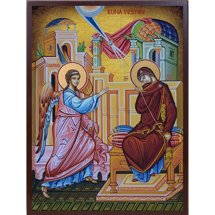 Icoana Sticker cu Buna Vestire Aspect Invechit, autoadeziv, Cri-Flo, Marime 6 cm