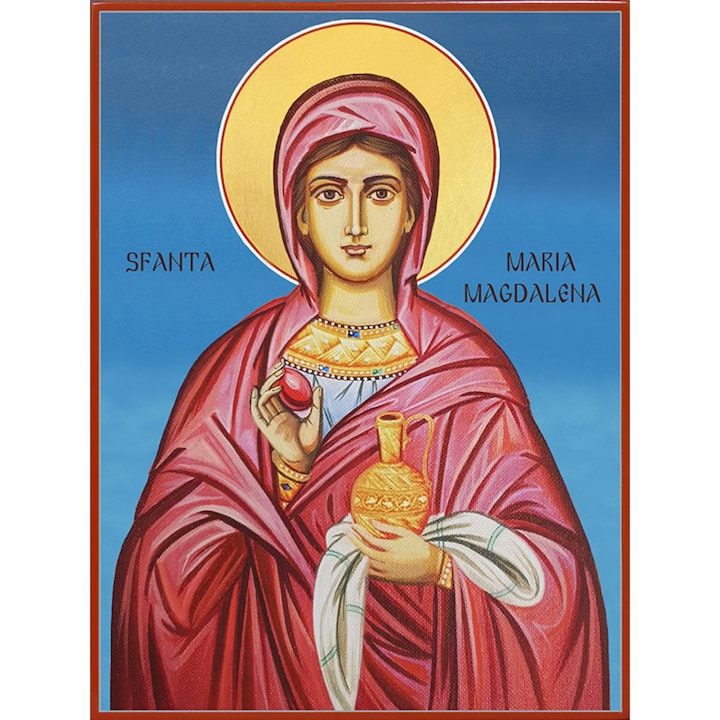 Icoana Sticker cu Cu Sfanta Maria Magdalena Manual Lucrata, autoadeziv, Cri-Flo, Marime 10 cm