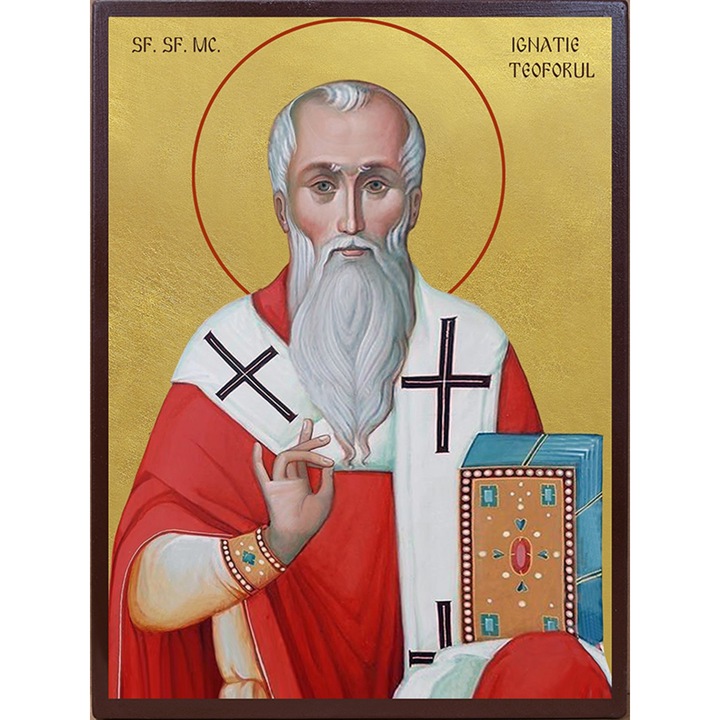 Icoana Sticker cu Cu Sfantul Sfintit Mc. Ignatie Teoforul Aurie, autoadeziv, Cri-Flo, Marime 6 cm