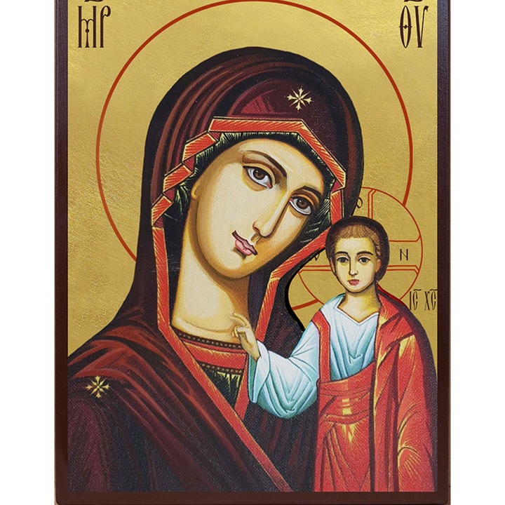 Icoana Sticker cu Maicii Domnului Din Kazan Kazanskaia Fundal Auriu, autoadeziv, Cri-Flo, Marime 25 cm