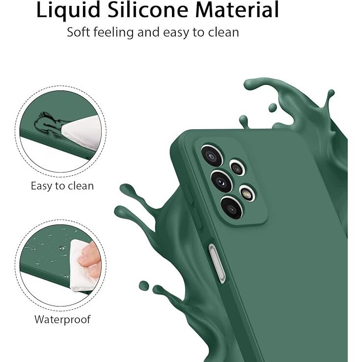 Husa pentru Samsung Galaxy A53, silicon lichid, Calitate Premium, Interior din Microfibra, Protectie Sporita, Antisoc, Verde inchis