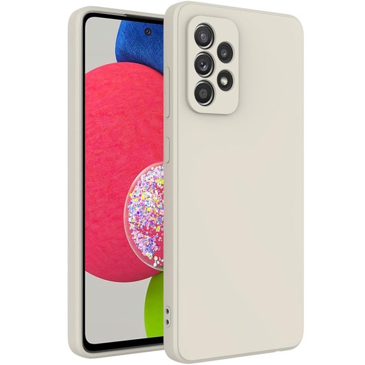 Калъф за Samsung Galaxy A53, течен силикон, Премиум качество, Вътрешност от микрофибър, Повишена защита, Противоударен, бежов