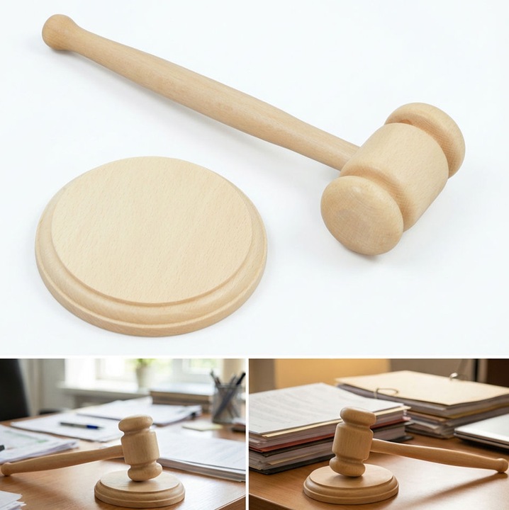 Set judecatoresc din lemn de fag, 26x9cm, cu suport, lacuit, elegant