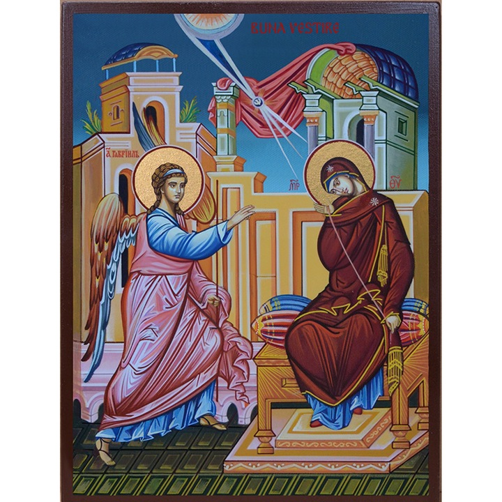 Icoana Sticker cu Cu Buna Vestire Manual Lucrata, autoadeziv, Cri-Flo, Marime 10 cm