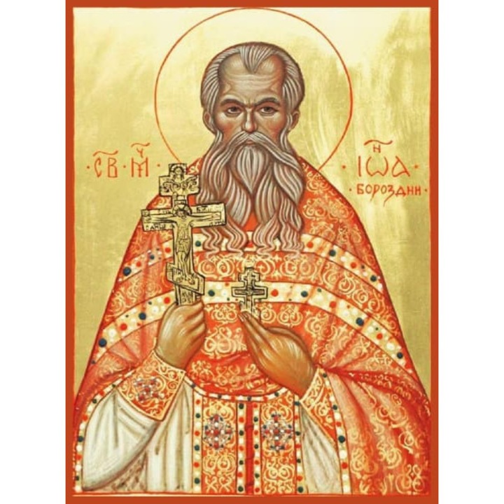 Icoana Sticker cu Sf. Ioan Borozdin, Noul Martir, autoadeziv, Cri-Flo, Marime 15 cm