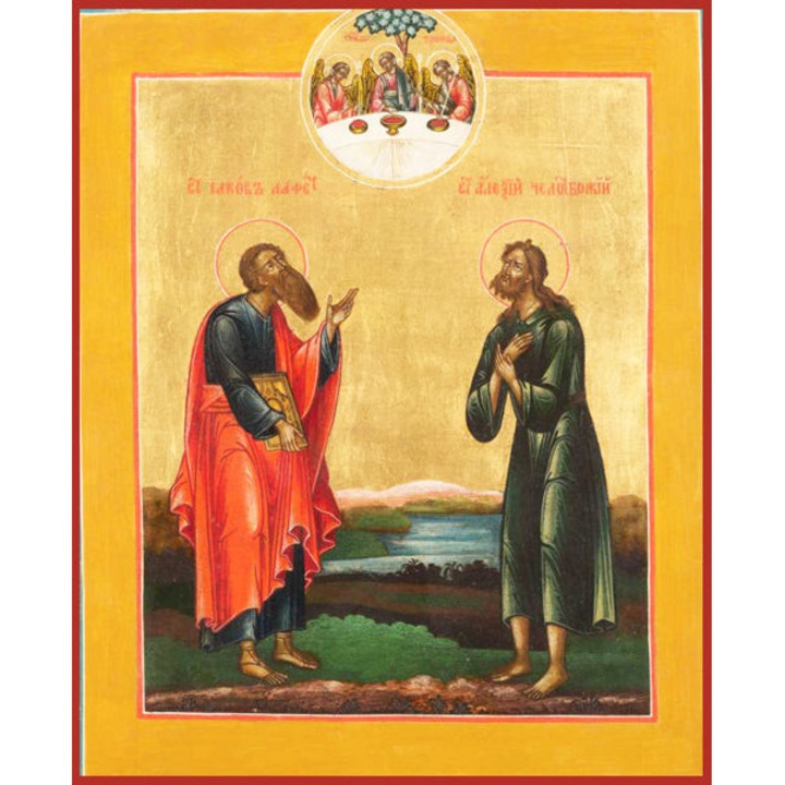 Icoana Sticker cu Sts.Iacov Apostolul Si Alexy Omul Lui Dumnezeu, autoadeziv, Cri-Flo, Marime 6 cm