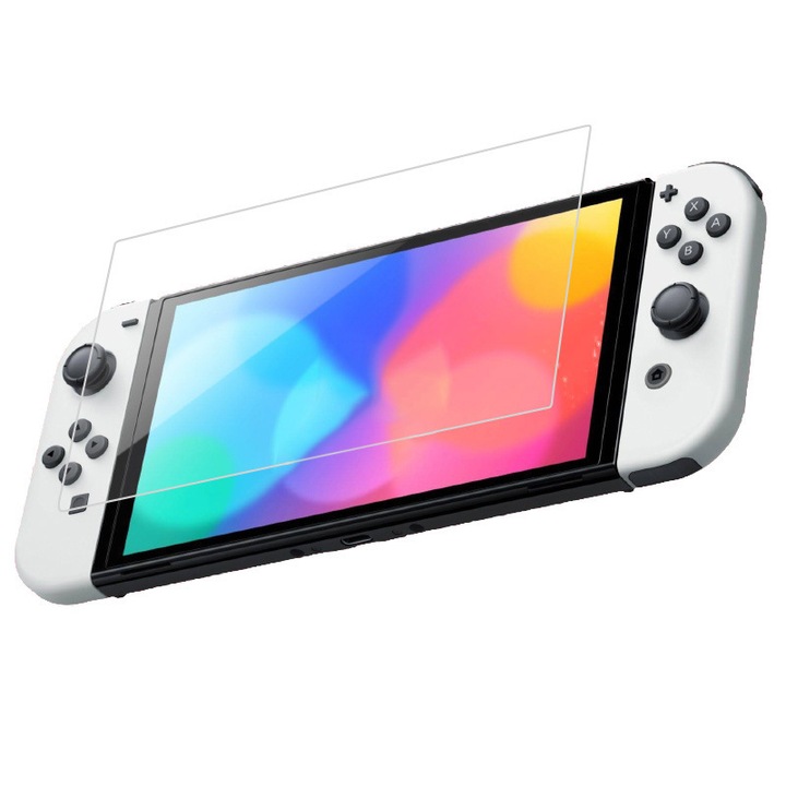 Set de 1 folii din sticla calita pentru Nintendo Switch (model OLED), rezistente la zgarieturi, duritate 9H, ecran HD, 0.33 mm, claritate ridicata si protectie sporita