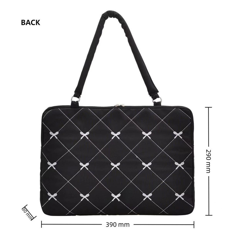 Geanta laptop 15.6 inch, negru, broderie alba, captuseala moale, dimensiuni 15.6 inch, pentru Apple MacBook Pro/Air, Huawei, HP, Dell