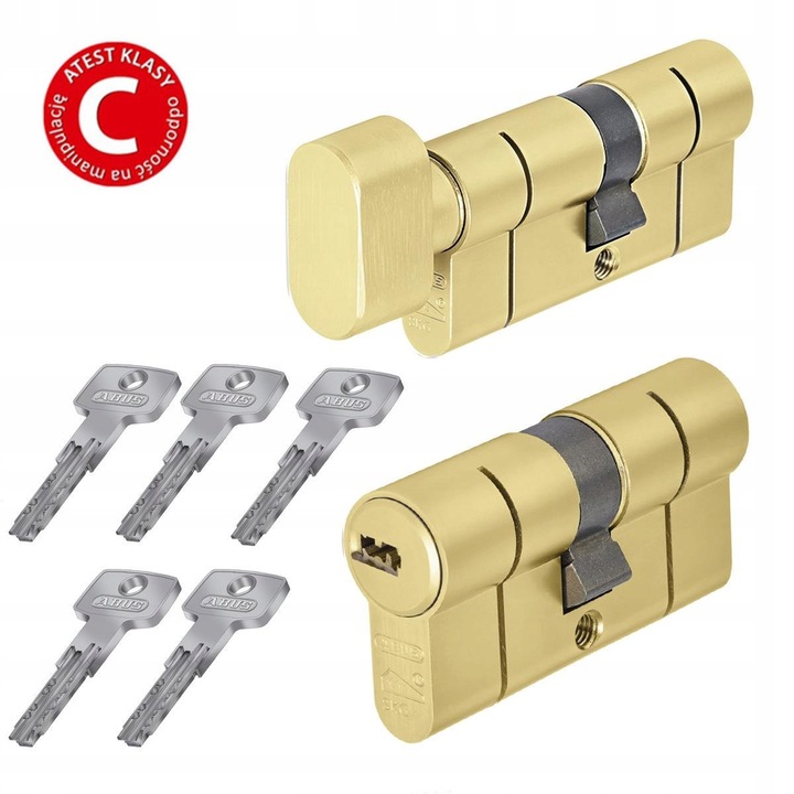 Két ABUS zárbetét azonos kulccsal D10+KD10MM 30 x 55G sárgaréz