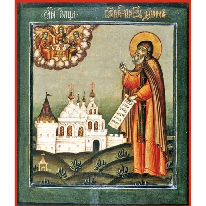 Icoana Sticker cu Sf. Daniel Din Moscova, autoadeziv, Cri-Flo, Marime 6 cm