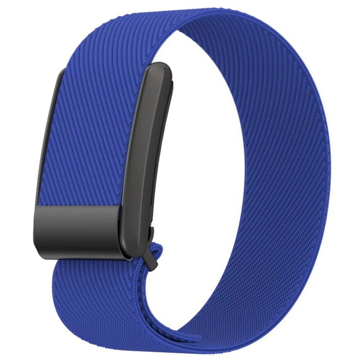 Тъкана спортна каишка, съвместима с Whoop, регулируема, еластичен найлон, синя