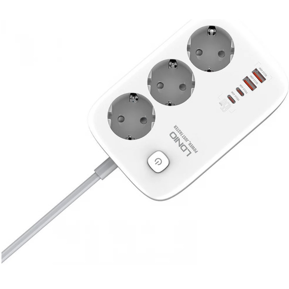 Prelungitor LDNIO SE3436, 3 prize, 2xUSB-A, 2xUSB-C, 65W, 2m