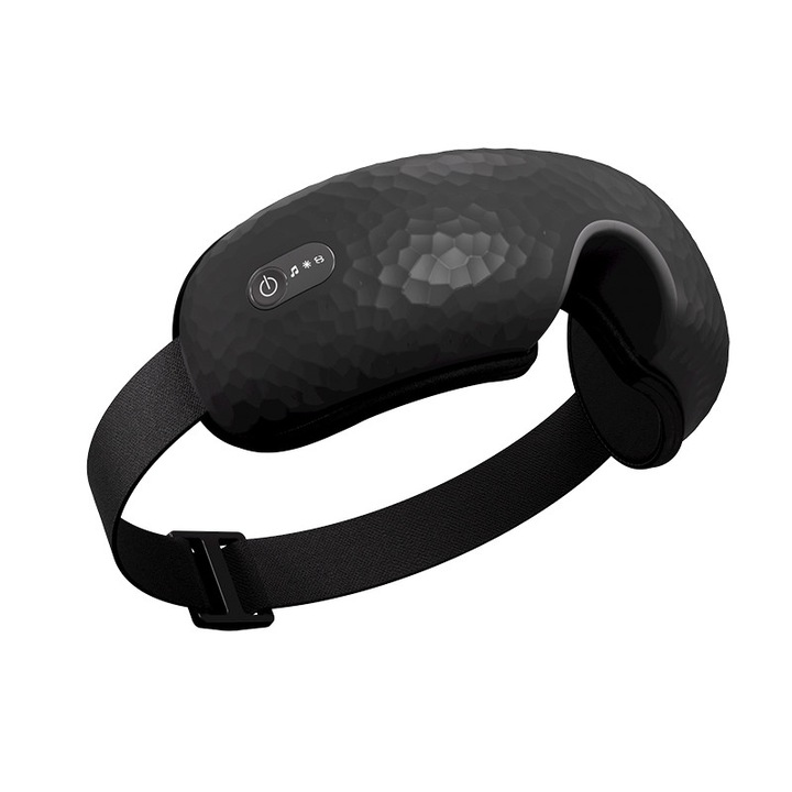 Aparat de masaj pentru ochi, Bluetooth, transmisie vocala, temporizare, compresa calda, ameliorarea oboselii, promovarea circulatiei sangelui ocular, 1200mAh, incarcare USB, confortabil de purtat, ergonomic, negru