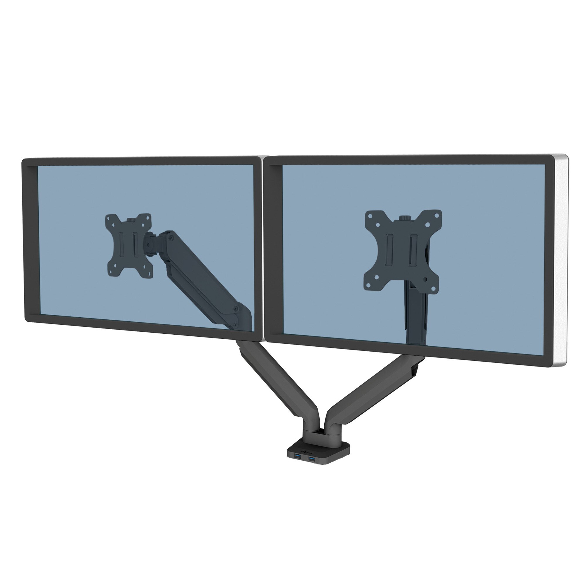 Suport pentru monitor, 2 brate, negru, PLATINUM Series, port USB