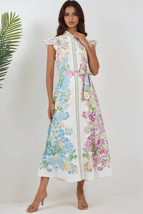 Rochie maxi dama, HiCCUP, imprimeu floral, multicolor, textil