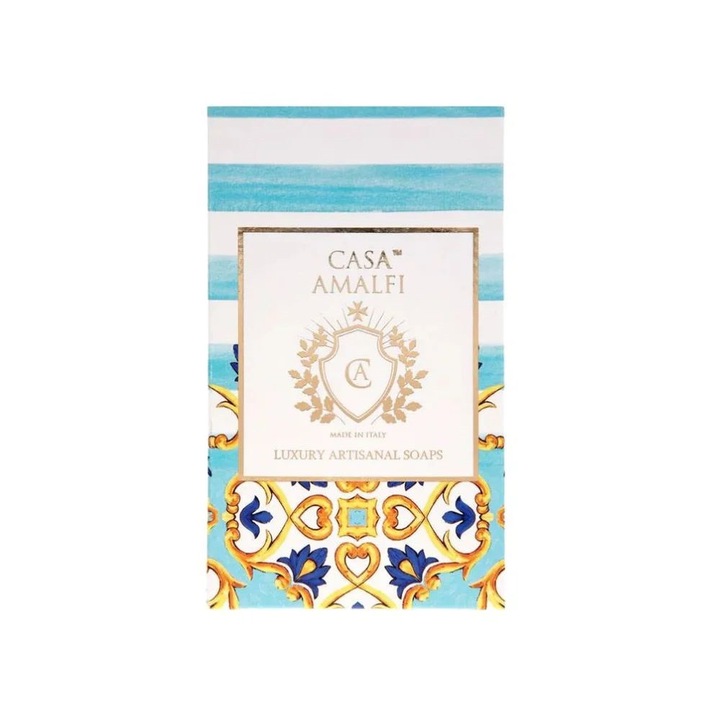 Casa Amalfi Take me to Capri kézzel készített szappan ajándékszett, 2 szappan fehér füge, őszibarack, jázmin aromákkal, 100% vegán, jojobaolaj, shea vaj, gyengéden tisztítja a bőrt, hidratál, Olaszországban készült, 2 x 150 g