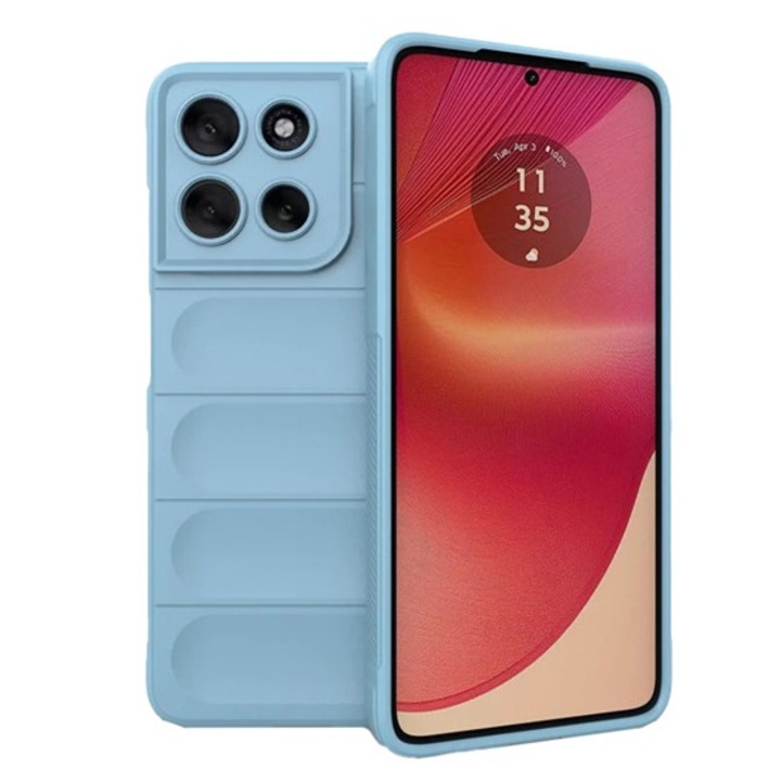 Gigapack szilikon mobiltelefon tok, ütésállóság, kameravédő, 3d, világoskék, kompatibilis: Motorola Moto G56 5G, XT2529