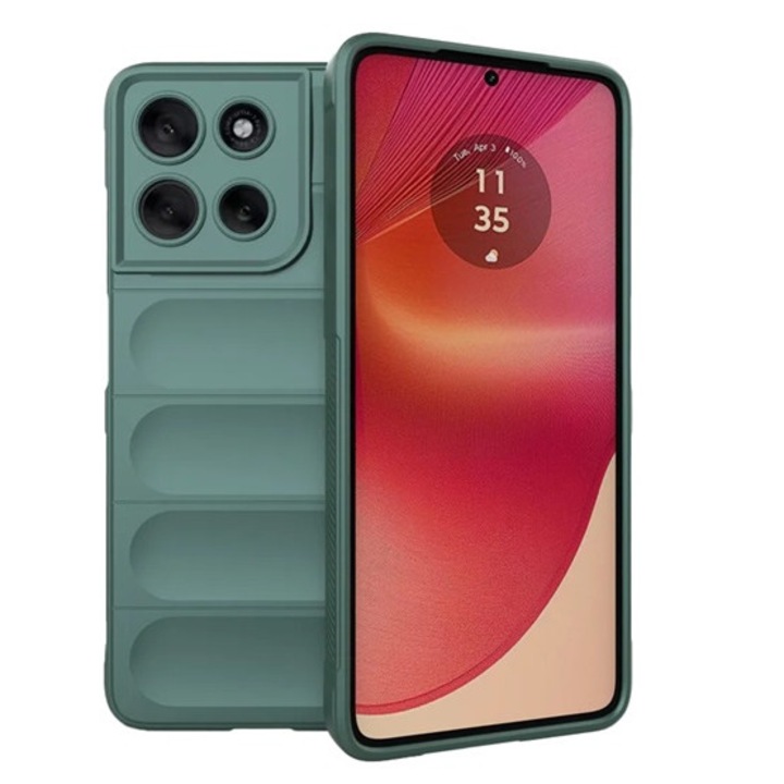 Gigapack szilikon mobiltelefon tok, ütésállóság, kameravédő, 3d, sötétzöld, kompatibilis: Motorola Moto G56 5G, XT2529