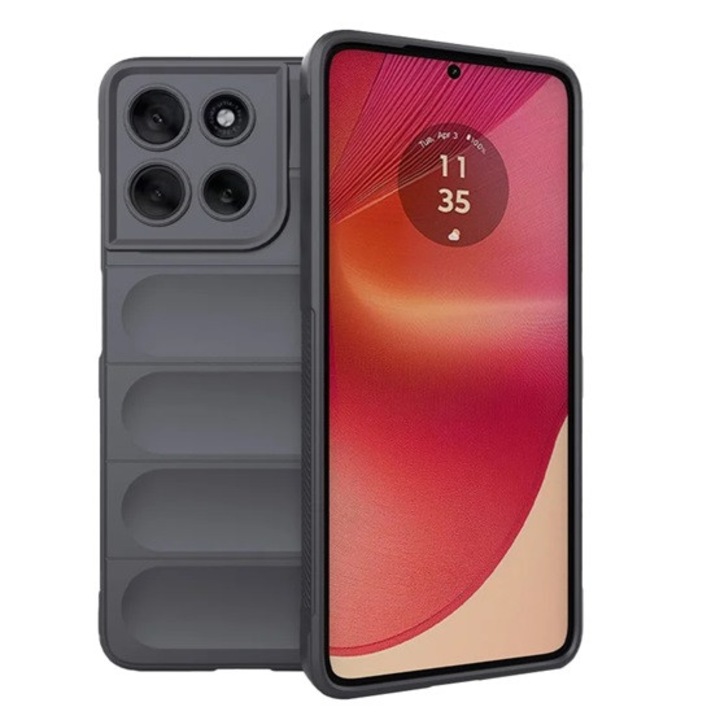 Gigapack szilikon mobiltelefon tok, ütésállóság, kameravédő, 3d, sötétszürke, kompatibilis: Motorola Moto G56 5G, XT2529