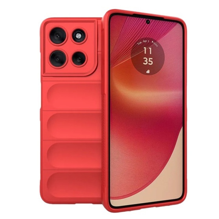Gigapack szilikon mobiltelefon tok, ütésállóság, kameravédő, 3d, piros, kompatibilis: Motorola Moto G56 5G, XT2529