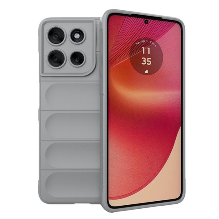 Gigapack szilikon mobiltelefon tok, ütésállóság, kameravédő, 3d, világosszürke, kompatibilis: Motorola Moto G56 5G, XT2529
