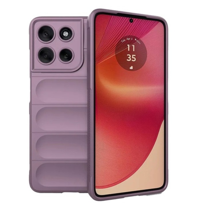 Gigapack szilikon mobiltelefon tok, ütésállóság, kameravédő, 3d, lila, kompatibilis: Motorola Moto G56 5G, XT2529