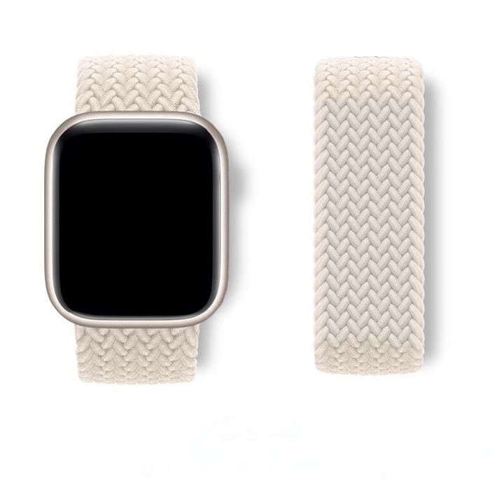 Curea ceas pentru Apple Watch 10/9/8/7/6/5/4/3/SE/2 - 42/44/45/46/49MM，Totul intr-unul nailon elastic，M, Alb