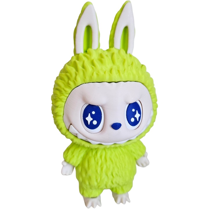 3D фигурка LaBUBU, неоново зелена, размери 7x5.7x12.9см, изработена от екологичен PLA