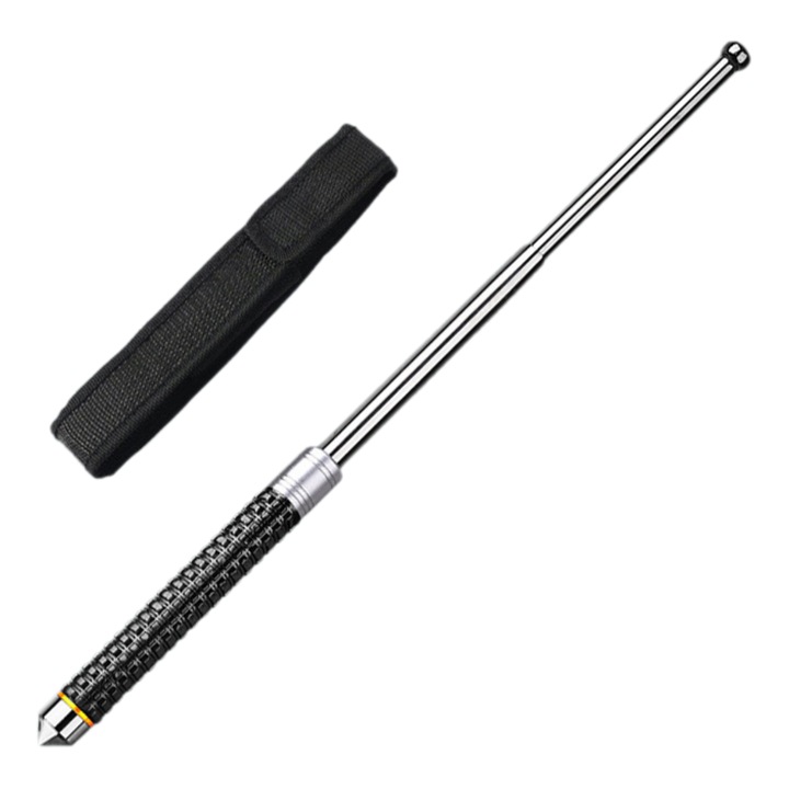 Baston Telescopic THRON STICK - 3 Segmente, 26-65cm, KuviKoo™Otel Rezistent, Maner Antiderapant, pentru Autoaparare, Spargere Geamuri si Securitate Personala (695g)