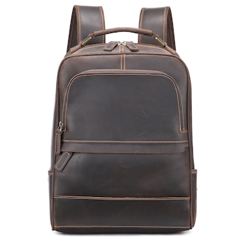 Rucsac Din Piele Naturala Pentru Barbati, IMODIX, Compartiment Pentru Laptop 15.6-inch, Foarte Spatios, Multiple Buzunare, 41x29.5x12 cm, Model 2252, Maro Cafeniu