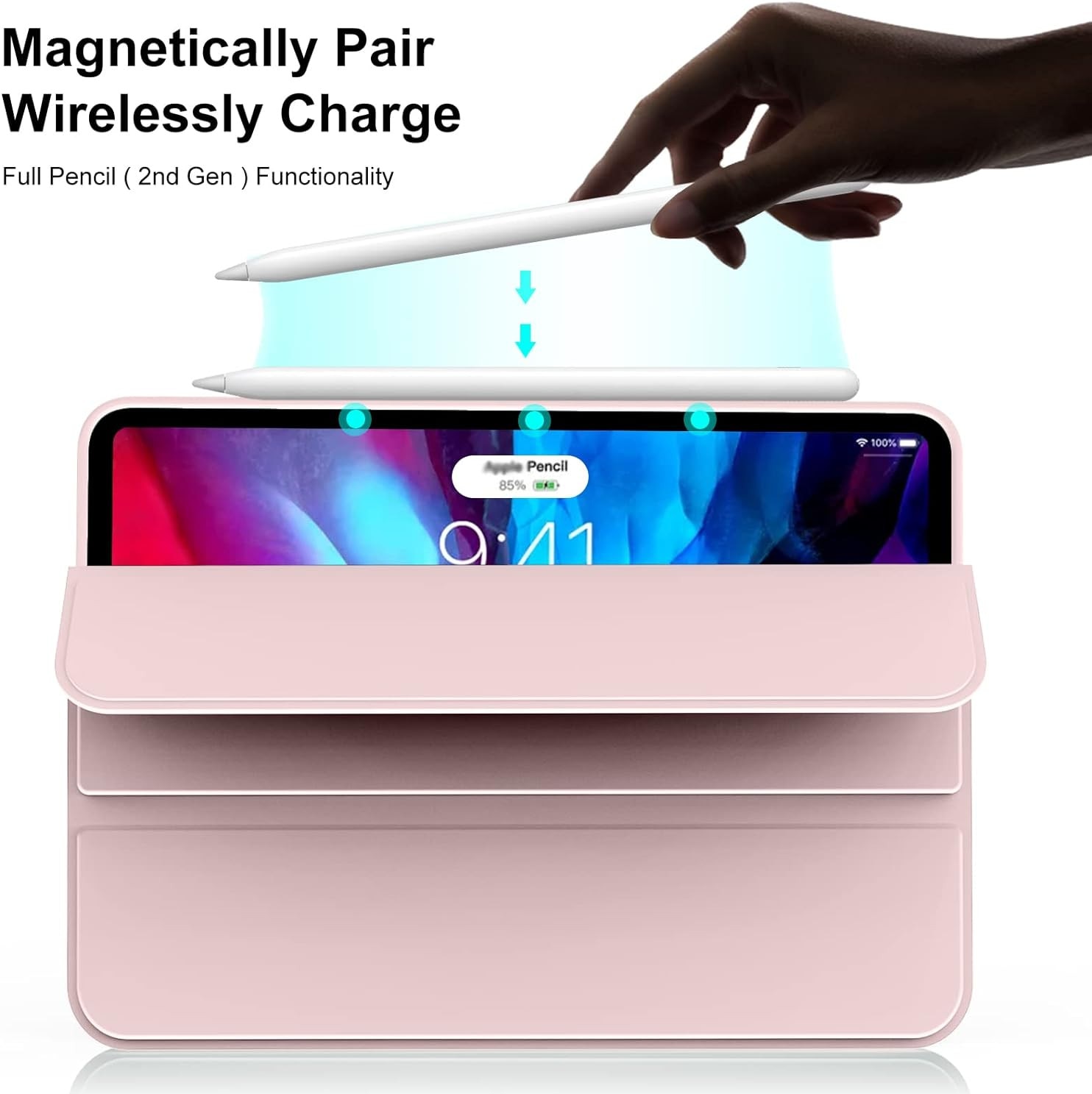 Husa Ultra Slim pentru iPad Air 13 (M3/M2), Silicon TPU, Smart Cover cu Suport - Roz