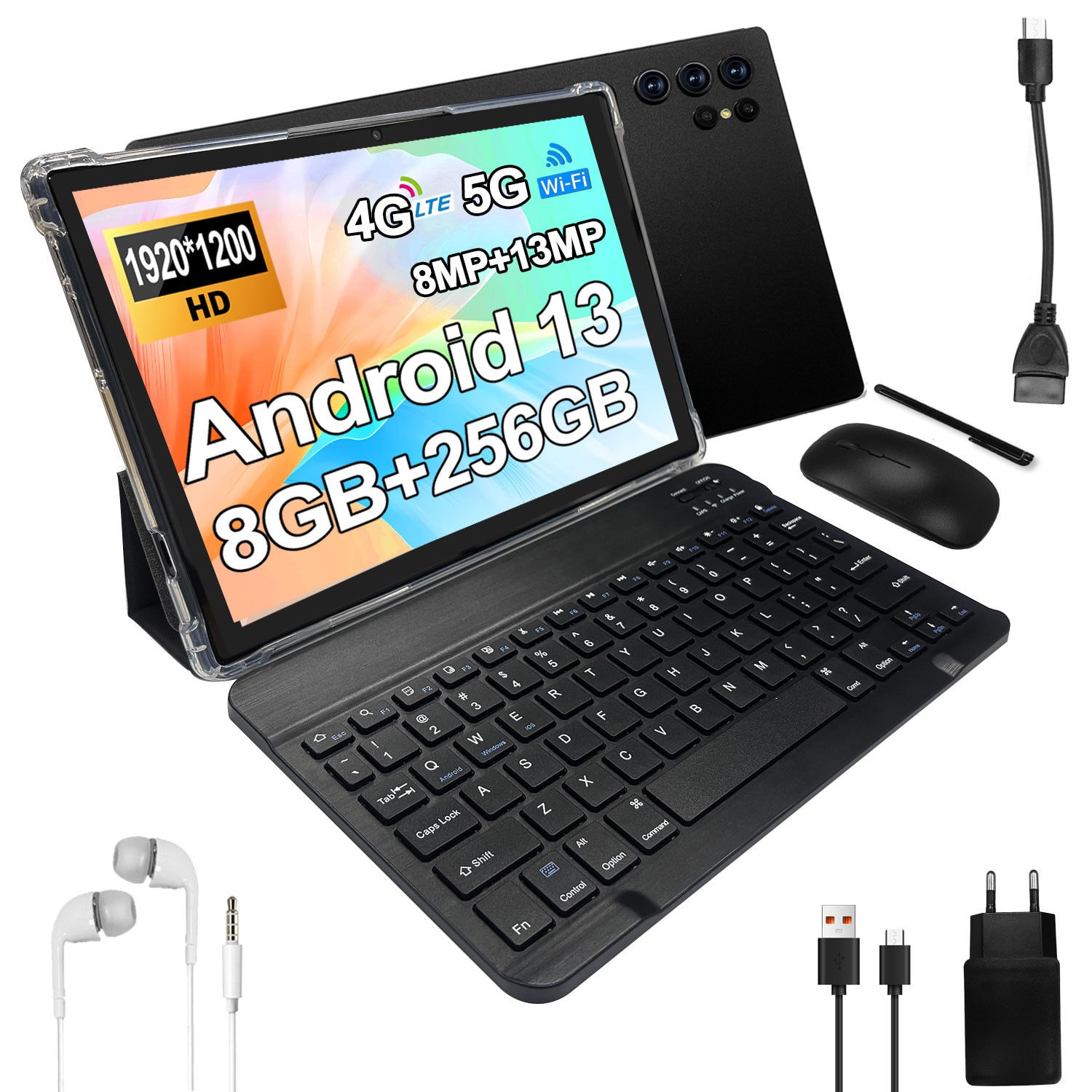 Tableta 10.1" MIVISO®, Octa-Core, 4G LTE/5G WIFI, 8GB RAM, 256GB ROM, Android 13, 1920*1200, 8000mAh, 13MP+8MP, Negru
