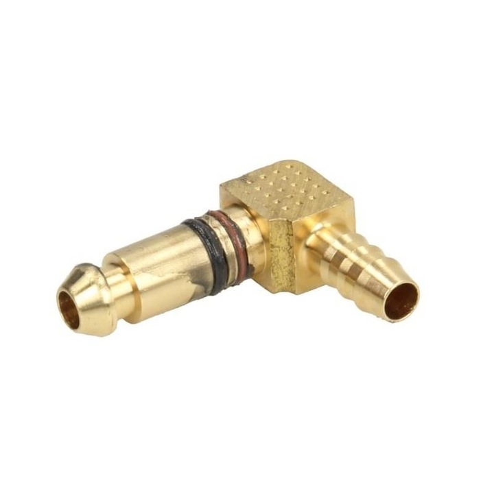 90 fokos könyökcsatlakozó, Peters, sárgaréz, 2 végű, tömlőkhöz