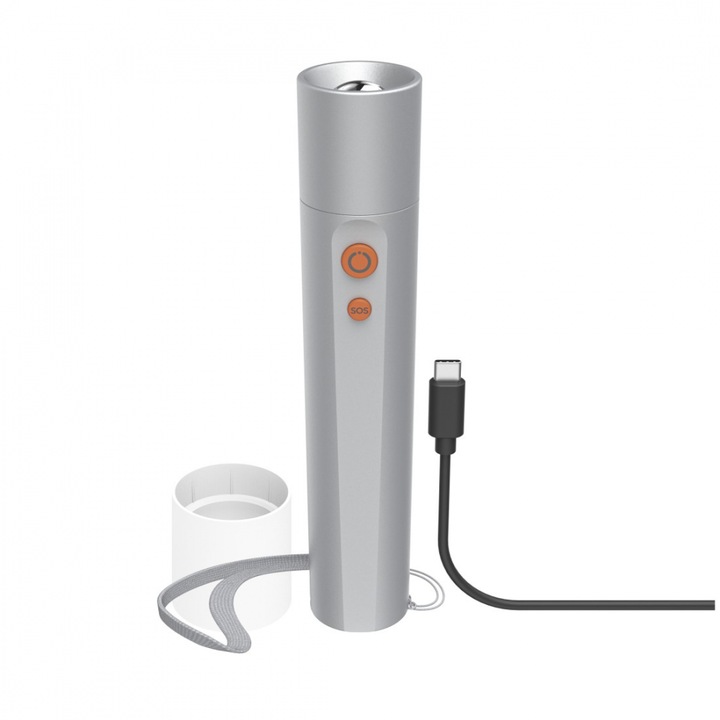 HAMA LED Фенер FL350-C, презареждащ се, алуминиев, 4 режима + SOS