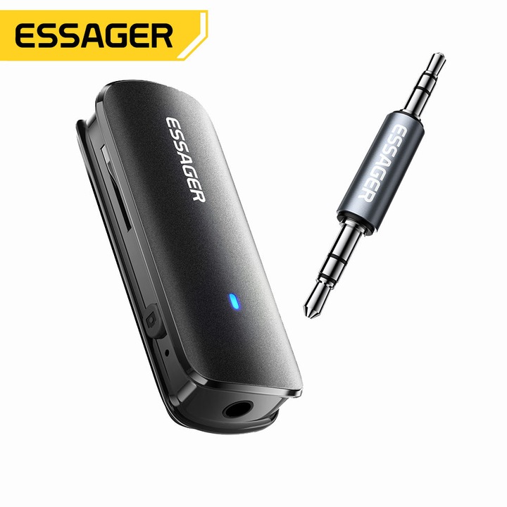 Adaptor audio wireless, Bluetooth 5.3, AUX Reincarcabil, Receiver si Transmitter, Compatibil cu iOS, Difuzoare, Adaptor Audio 3.5mm pentru Avioane, transmisor si receptor audio wireless pentru sistem stereo acasa si auto