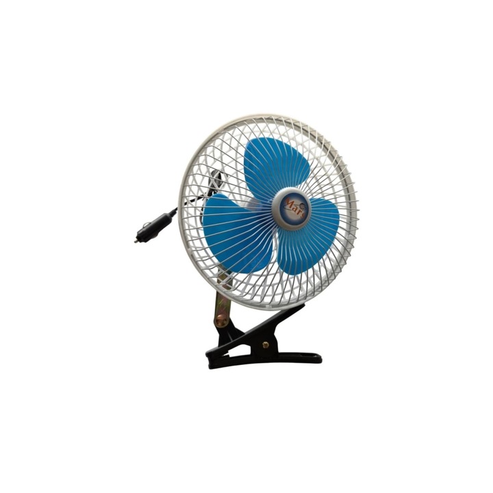 Ventilator auto rotativ 10" cu alimentare la priza 24v compatibil cu: autobuze, camioane, utilaje agricole, TIR cu prindere tip clema