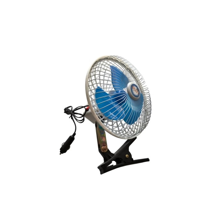 Ventilator auto rotativ 10" cu alimentare la priza 24v compatibil cu: autobuze, camioane, utilaje agricole, TIR cu prindere tip clema