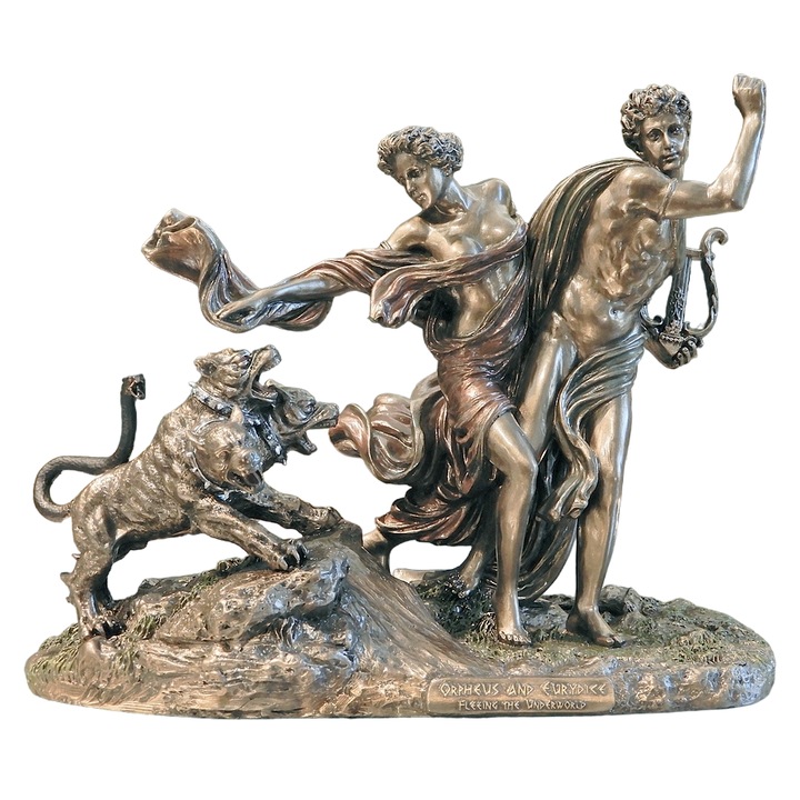 Statueta Orfeu si Euridice – evadarea din Hades, Veronese, polirasina bronz, mitologie greaca, 19x21x10 cm