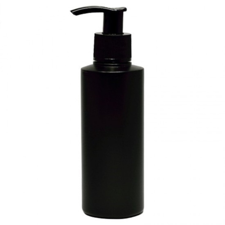 Recipient cosmetic flacon negru cu pompa dozatoare, 150ml