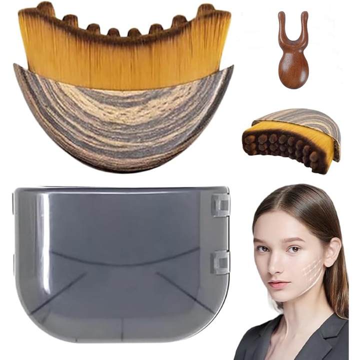 Perie faciala noua pentru contur limfatic, FomoX, perie faciala cu periere uscata, masaj de drenaj limfatic pentru sculptarea fetei, barbiei si maxilarului, conceputa ergonomic pentru a se potrivi precis pielii si a ameliora oboseala