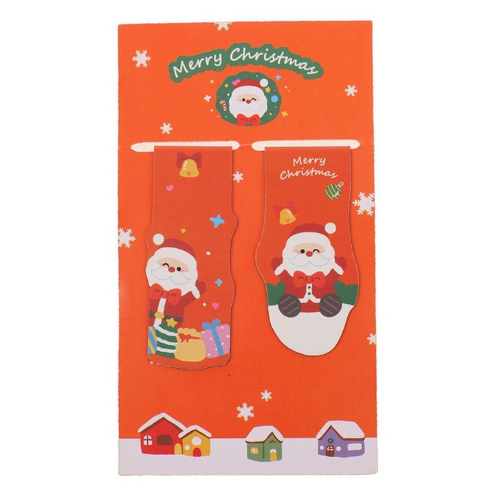 Karácsonyi mágneses könyvjelző, 2 db-os készlet, narancssárga, különböző mintákkal, vízálló