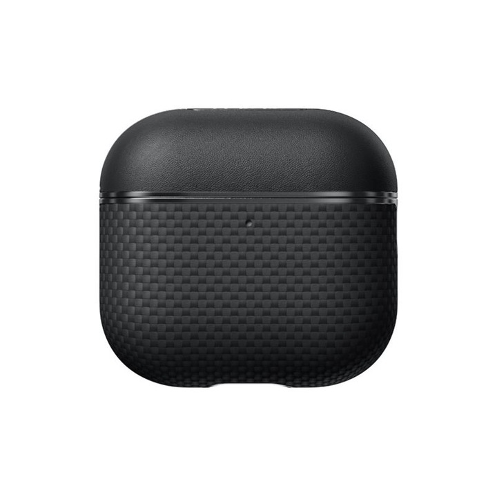 Carcasa magnetica Pitaka Aramid Fiber compatibila cu Apple AirPods 4 Black/Gray