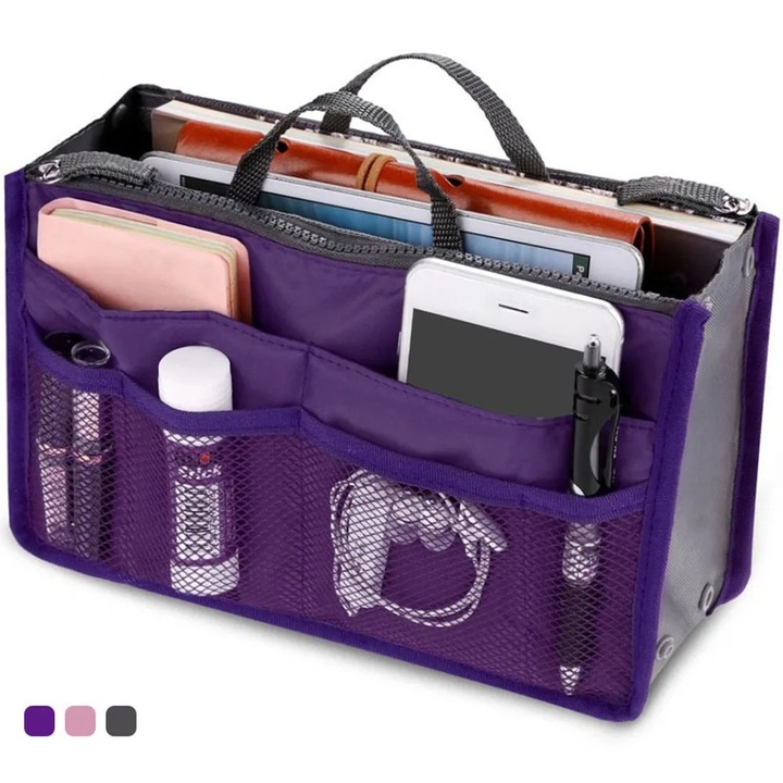 Csomagtartó rendszerező táska, 26x15x8 cm – kompakt, praktikus és vízálló, Lila,