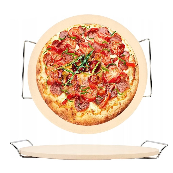 Tava pizza pentru coacere si servire, diametru 33 cm, alba, Klausberg
